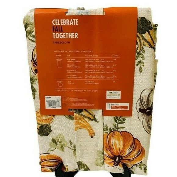 Celebrate Fall Together Pumpkin Toss Tablecloth - Oblong 60" x 102" Kohl's - Picture 3 of 4